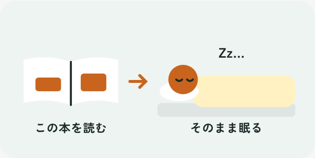 絵本を読んだあと、布団で眠る子どものイラスト