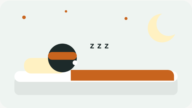 夜空の月の下、アイマスクをつけてぐっすり眠るパパのイラスト
